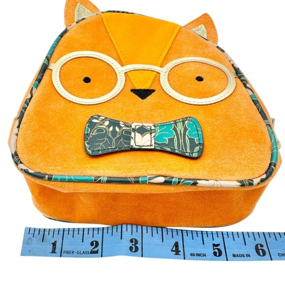 Bath & Body Works Orange Fox-Shaped Cosmetic Bag 6x6x2.5 Poly With Vinyl Trim - Picture 10 of 11